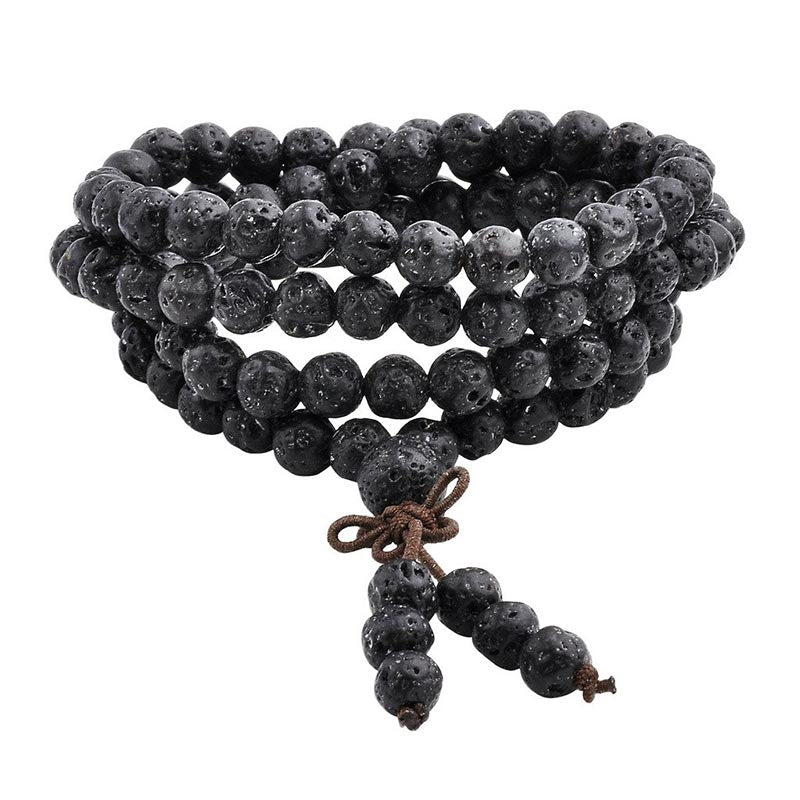 Fortune Jewel Natural Lava Rock 108 Beads Protection Bracelet