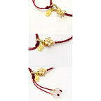 Fortune Jewel Handmade Peach Blossom Rosette Bow Knot Fu Character Charm Luck Fortune Red Rope Bracelet