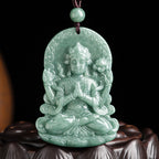 Fortune Jewel Four-armed Avalokitesvara Natural Jade Amulet Blessing String Necklace Fortune Jewel