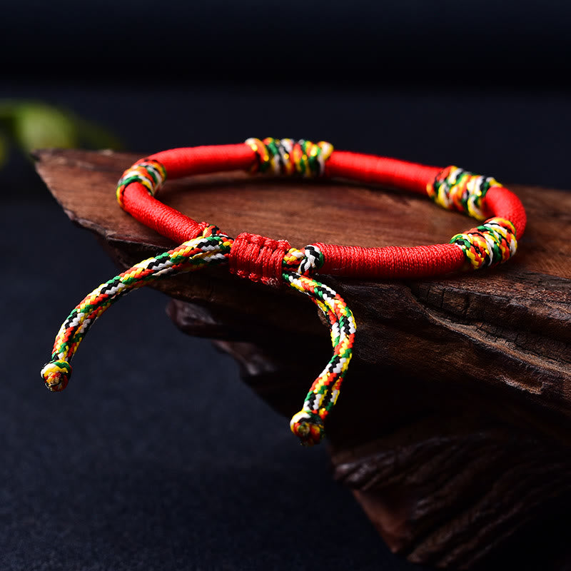 Fortune Jewel Tibetan Handmade Colorful King Kong Knot Lucky Protection Braid String Bracelet