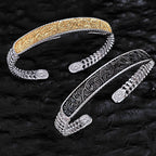 Fortune Jewel Tang Dynasty Flower Design Engraved Copper Luck Cuff Bracelet Bangle Adjustable Ring