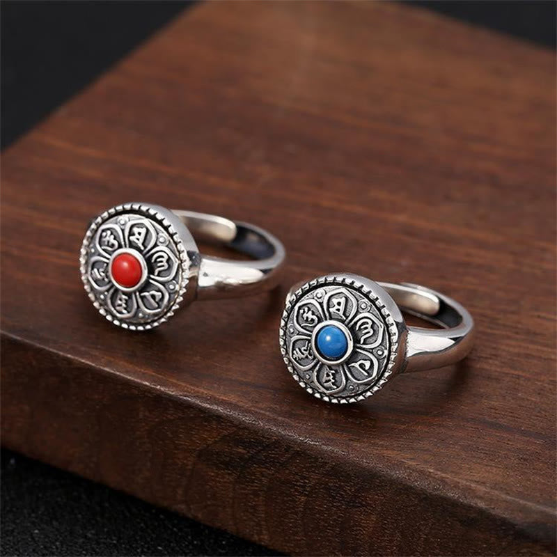 Fortune Jewel Tibetan Om Mani Padme Hum Peace Rotatable Ring