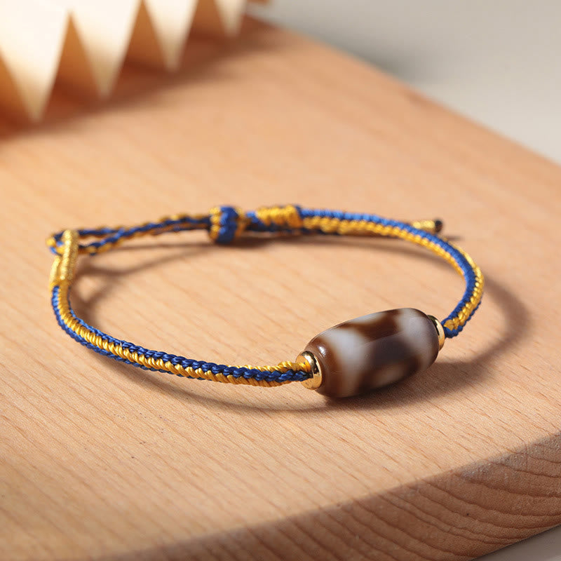 Fortune Jewel Tibetan Three-eyed Dzi Bead Luck Happiness Bracelet