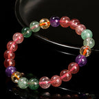 Fortune Jewel Natural Multicolored Strawberry Quartz Love Healing Beaded Bracelet