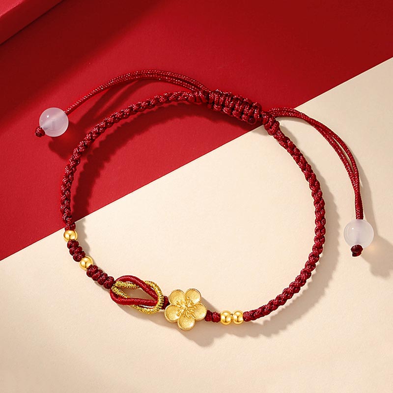 Fortune Jewel Handmade 925 Sterling Silver Cherry Blossoms Sakura Chalcedony Luck Bracelet