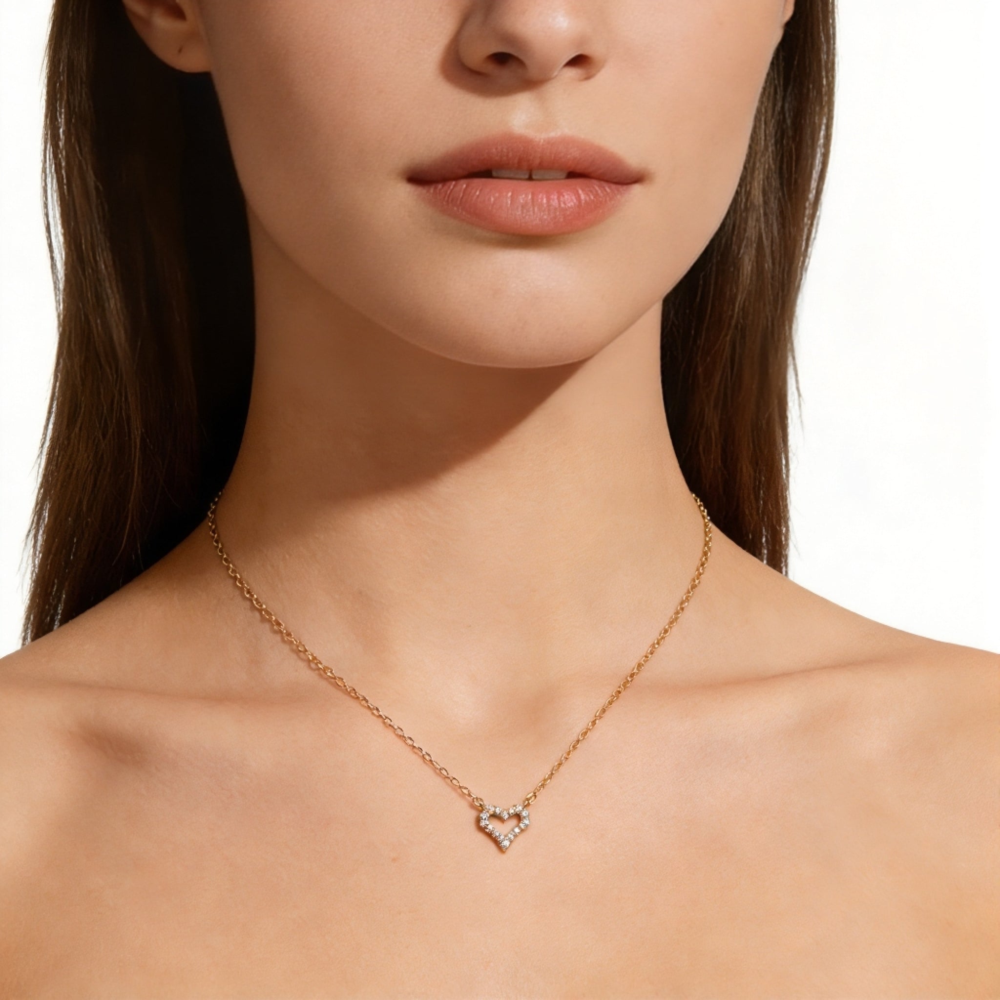 925 Sterling Silver Heart Necklace – White Gold Color Love Heart Collarbone Chain, Gift for Girlfriend & Best Friend