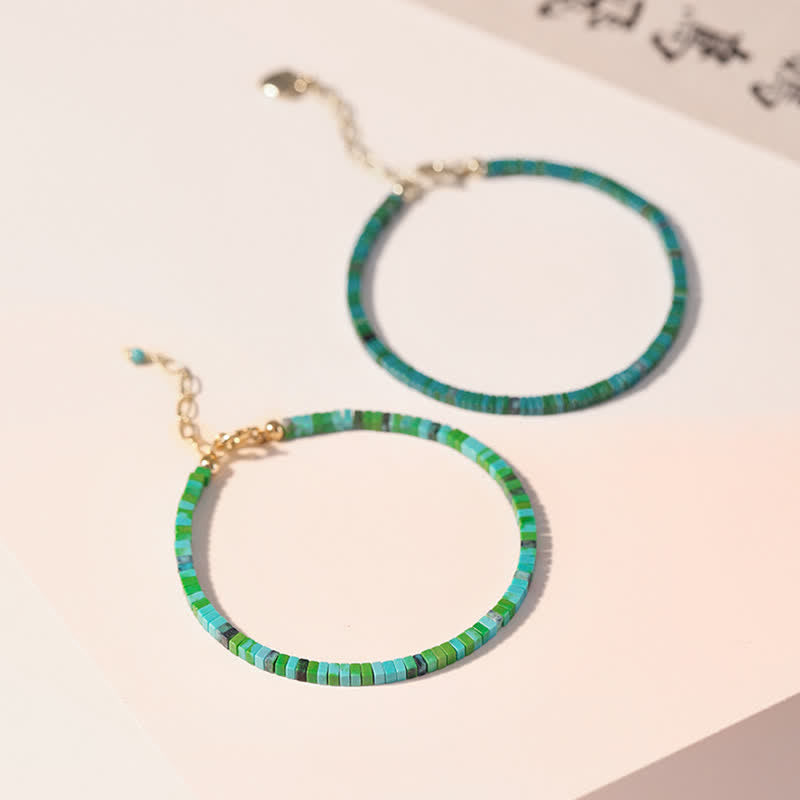 Fortune Jewel Turquoise Beaded Friendship Strength Chain Bracelet