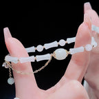 Fortune Jewel Tianshan White Jade Bamboo Pattern Luck Blessing Bracelet