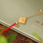 Fortune Jewel 925 Sterling Silver Plated Gold Four Leaf Clover Zircon Luck Bracelet