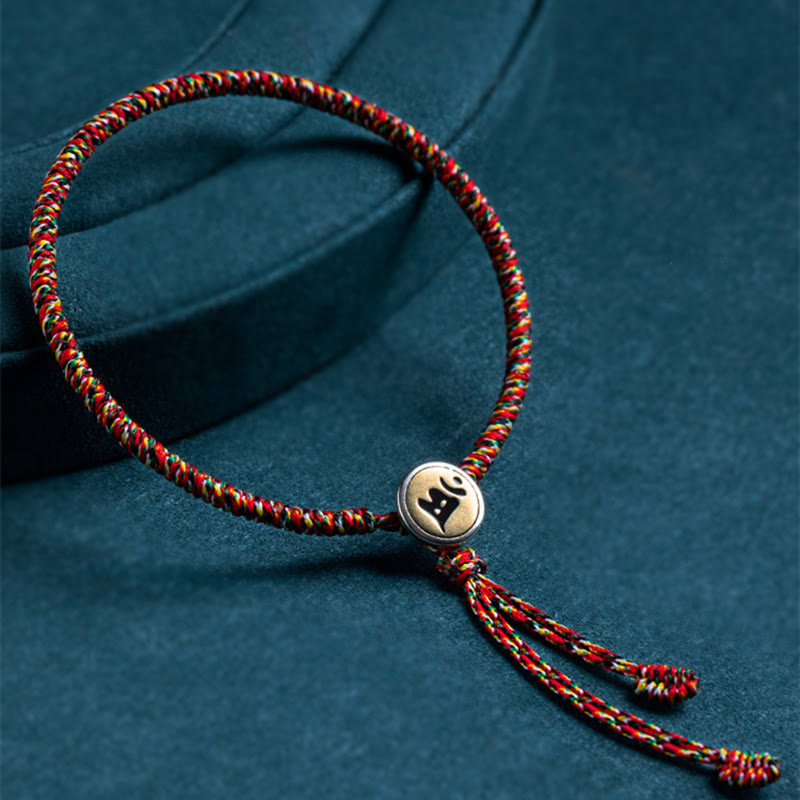 Fortune Jewel Handmade 925 Sterling Silver Chinese Zodiac Natal Buddha Protection Colorful Rope Bracelet