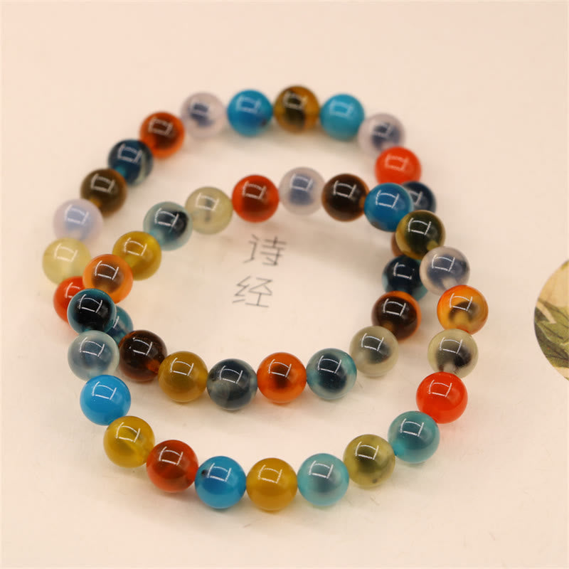 Fortune Jewel Colorful Candy Agate Healing Strength Bead Bracelet