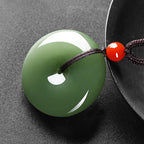 Fortune Jewel Natural Round Jade Peace Buckle Prosperity Necklace String Pendant