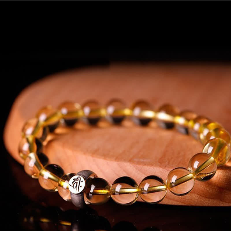 Fortune Jewel 925 Sterling Silver Chinese Zodiac Natal Buddha Citrine Protection Bracelet