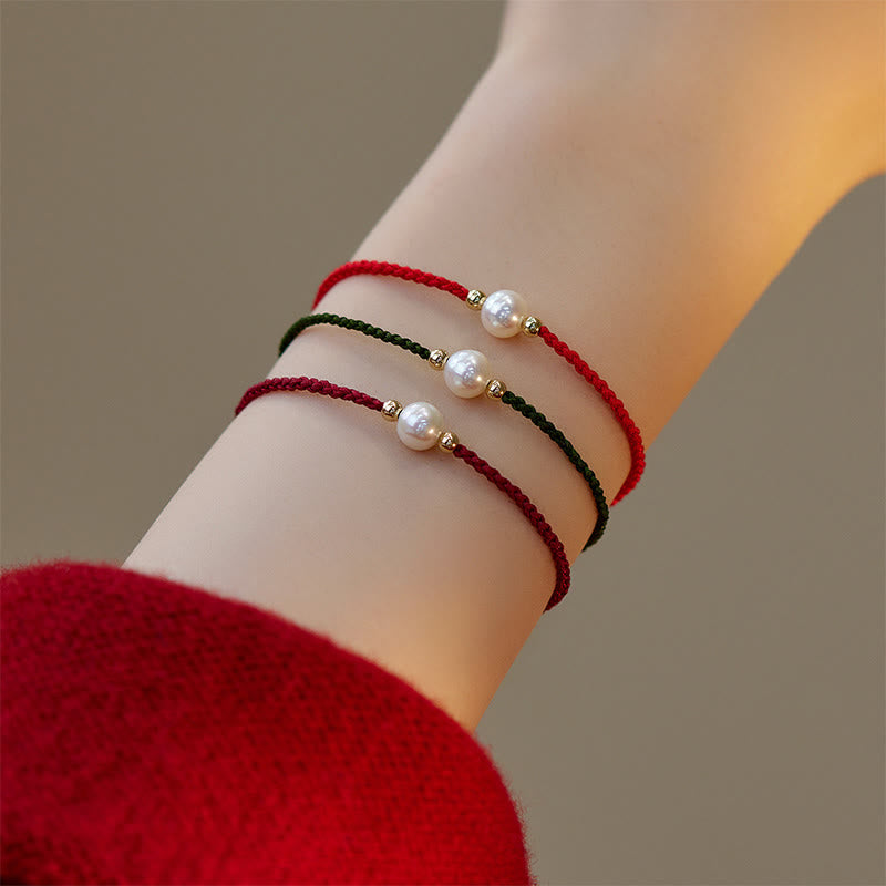 Fortune Jewel Natural Pearl Bead Luck Braid String Bracelet