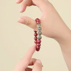 Fortune Jewel 925 Sterling Silver Natural Cinnabar Four Beasts Blessing Bracelet
