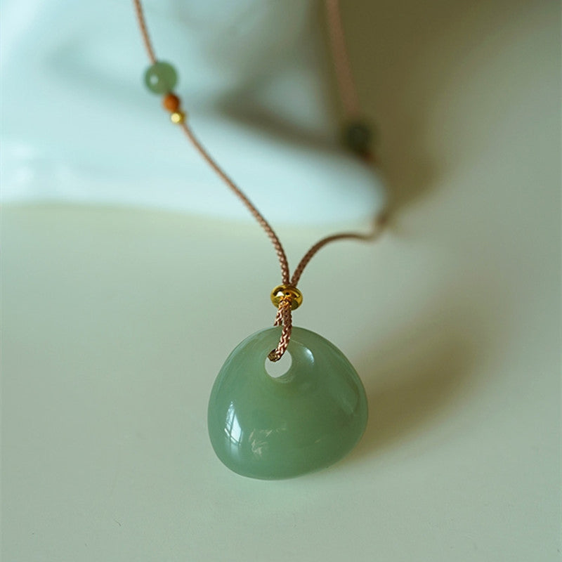 Fortune Jewel Natural Jade Luck Prosperity Necklace Pendant (Random Color)
