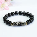 Fortune Jewel Tibetan Nine-Eye Dzi Bead Black Onyx Power Bracelet