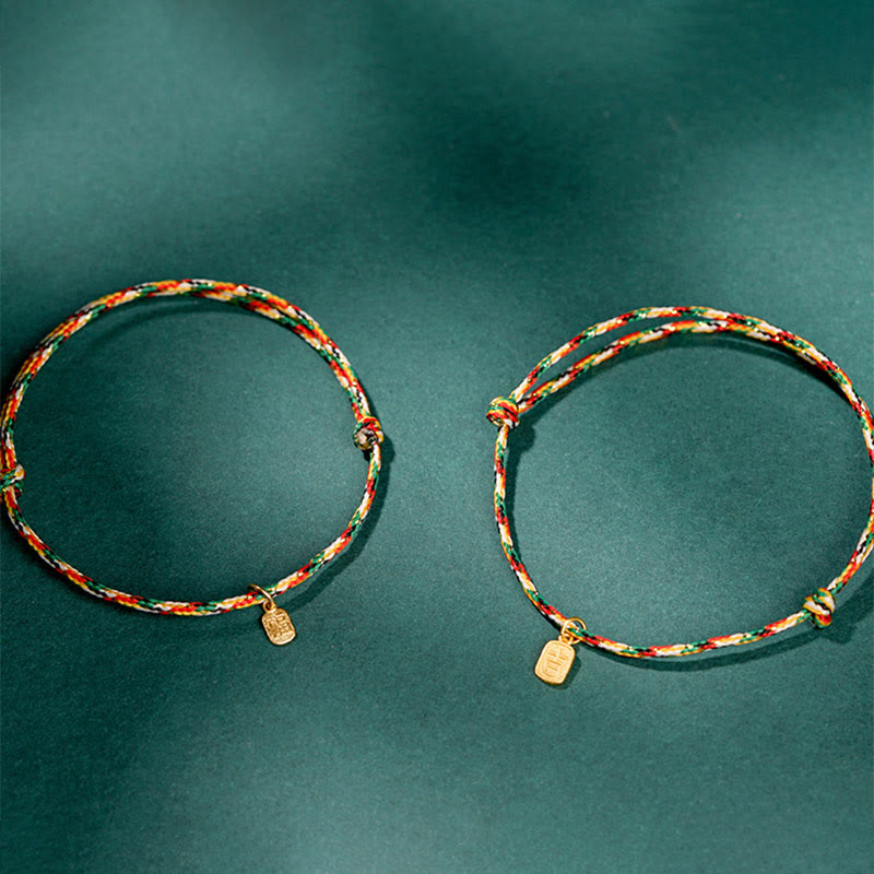 Fortune Jewel Auspicious Fu Character Peace And Joy Luck Handmade Multicolored Child Adult Bracelet