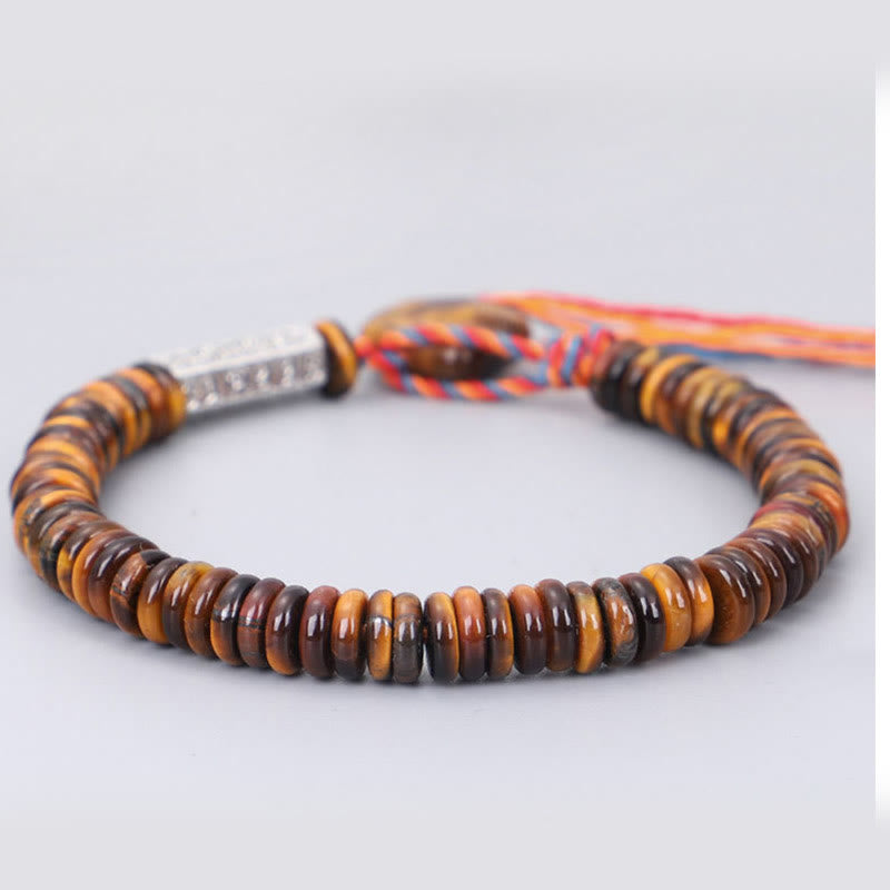 Fortune Jewel Tibetan Tiger Eye Om Mani Padme Hum Protection Power Bracelet