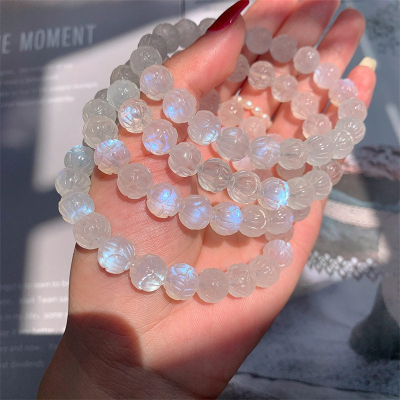 Fortune Jewel Natural Moonstone Lotus Love Bracelet