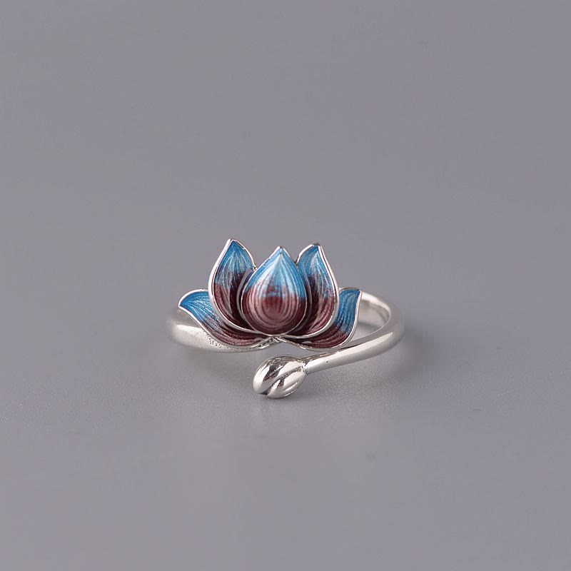 Fortune Jewel 925 Sterling Silver Lotus Flower New Beginning Adjustable Ring Fortune Jewel