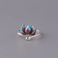 Fortune Jewel 925 Sterling Silver Lotus Flower New Beginning Adjustable Ring Fortune Jewel