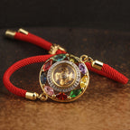 Fortune Jewel Colorful Zircon Copper Wealth Luck Rotation Bracelet Necklace Pendant