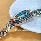Fortune Jewel Tibetan Nine-Eye Dzi Bead Om Mani Padme Hum Turquoise Protection Rotatable Bracelet