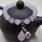 Fortune Jewel Vintage Crystal Chalcedony Stone Energy Beaded Bell Charm Bracelet