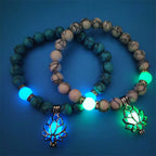 Fortune Jewel Tibetan Turquoise Glowstone Luminous Bead Lotus Protection Bracelet