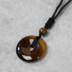 Fortune Jewel Lucky Coin Pendant Healing Crystal Gemstone Necklace