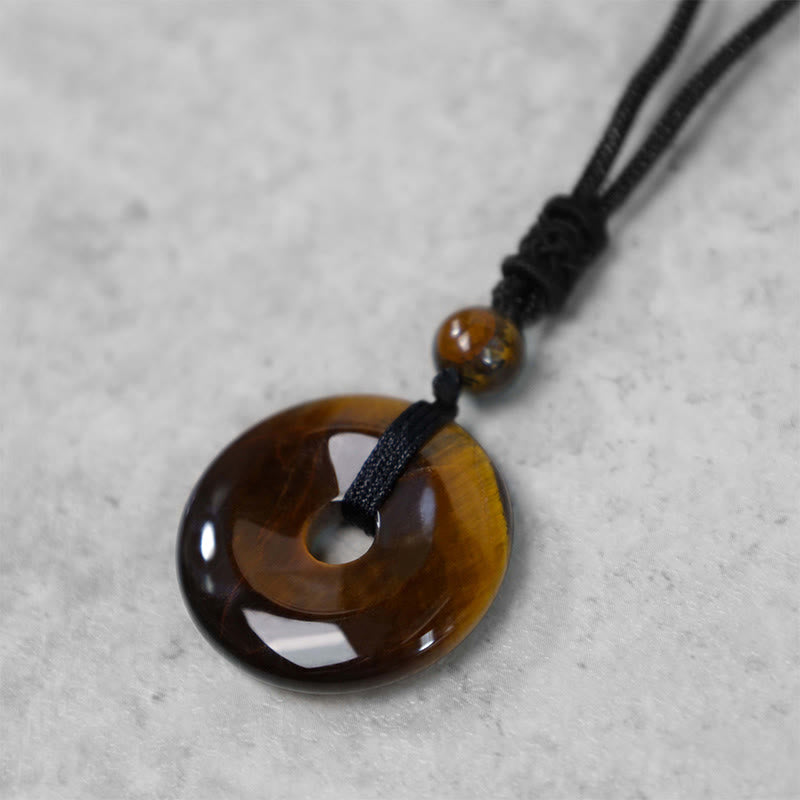 Fortune Jewel Lucky Coin Pendant Healing Crystal Gemstone Necklace