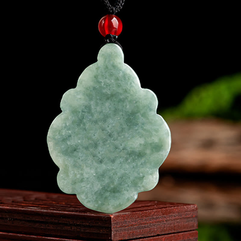 Fortune Jewel Natural Jade Kalanchoe blossfeldiana Flower Pattern Luck Necklace Pendant