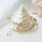 Fortune Jewel Strawberry Quartz Rutilated Quartz Fluorite Flower Healing Bracelet
