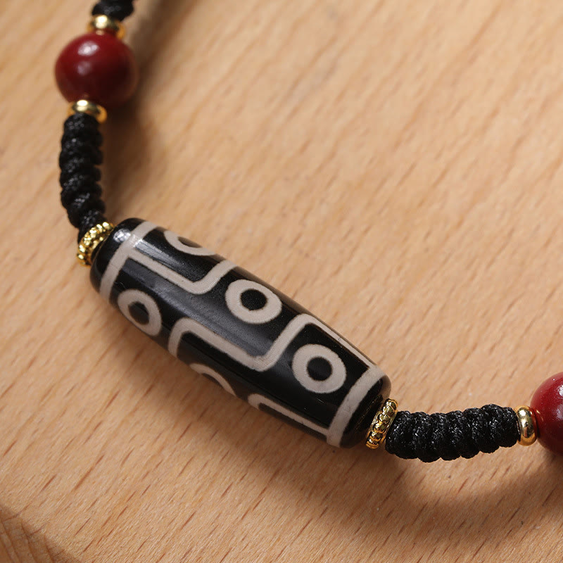 Fortune Jewel Handcrafted Tibetan Nine-eye Dzi Bead Protection Bracelet