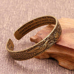 Fortune Jewel 2Pcs Om Mani Padme Hum Dragon Phoenix Copper Leather Peace Cuff Bracelet Bangle