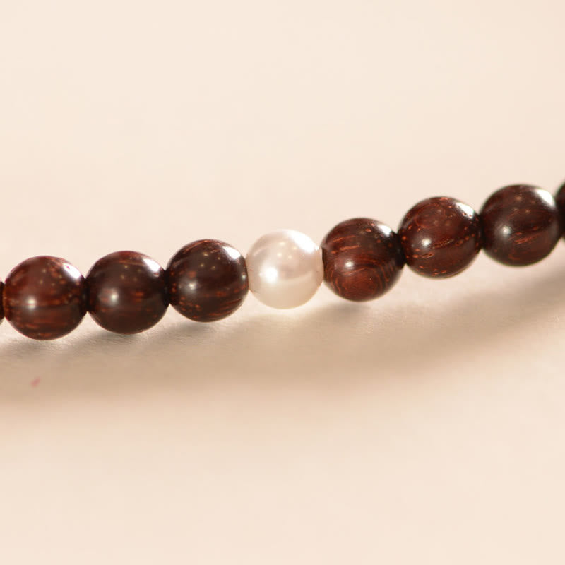 Fortune Jewel 925 Sterling Silver Indian Small Leaf Red Sandalwood Fu Character Protection Triple Wrap Bracelet