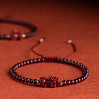 Fortune Jewel Garnet Cinnabar PiXiu Blessing Calm String Bracelet