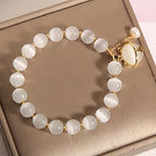 Fortune Jewel Cat's Eye Lovely Cat Pattern Pearl Love Charm Bracelet