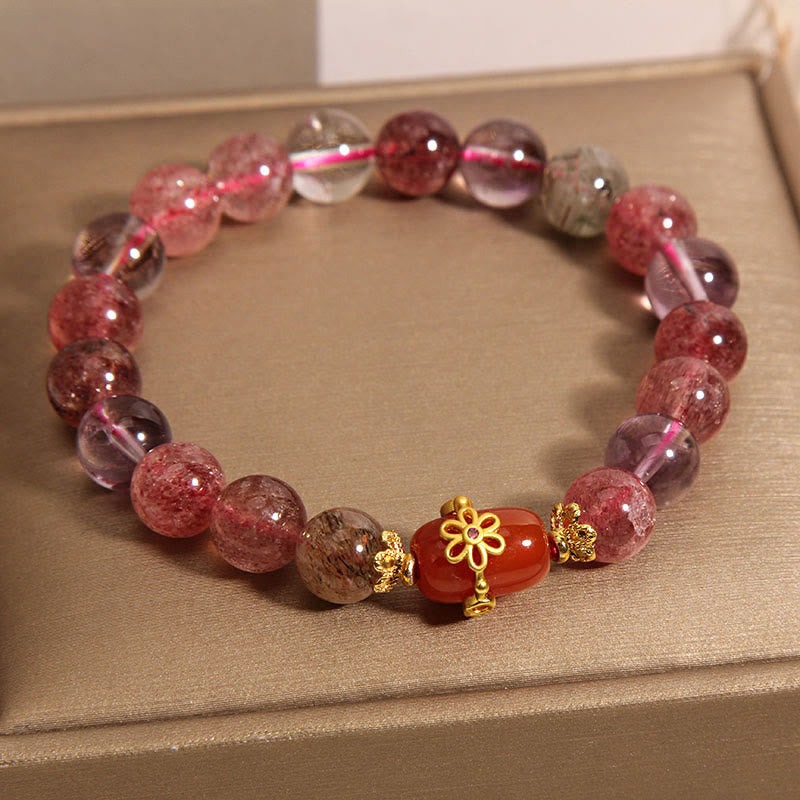 Fortune Jewel Natural Super Seven Crystal Red Agate Positivity Bracelet