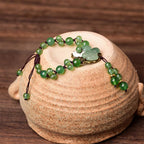 Fortune Jewel Natural Green Jade Luck Dangling Flower Bracelet