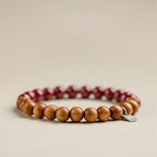Fortune Jewel 925 Sterling Silver Peach Wood Cinnabar Ward Off Evil Spirits Bracelet