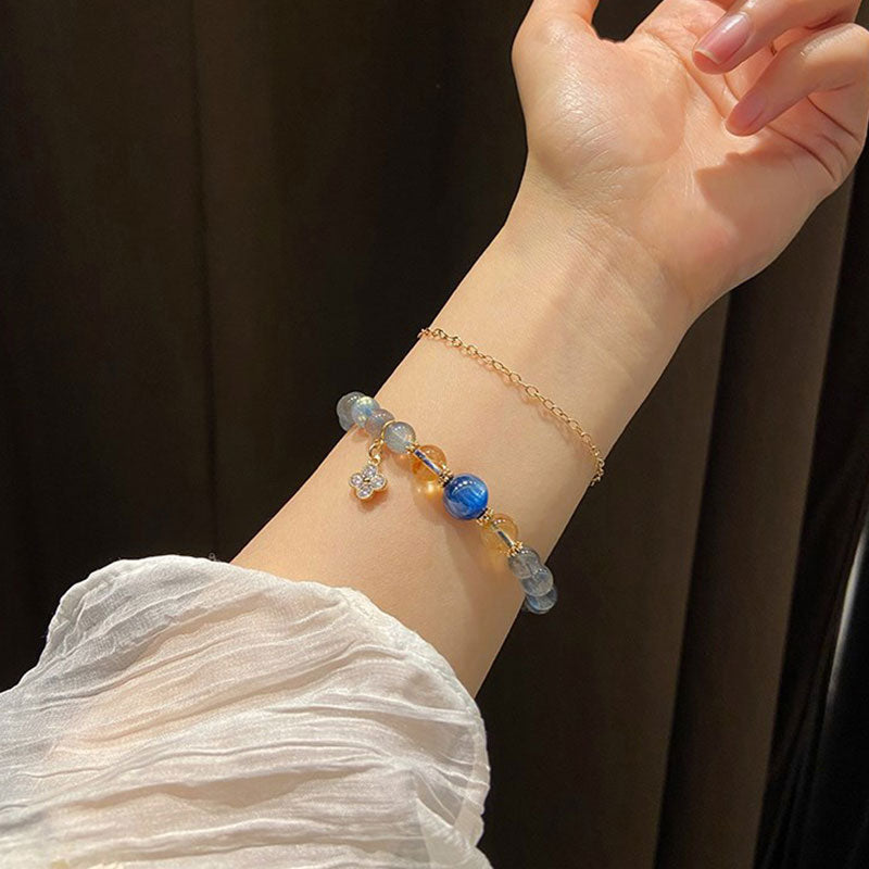 Fortune Jewel Natural Moonstone Flower Chram Healing Beads Bracelet
