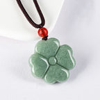 Fortune Jewel Natural Lucky Four Leaf Clover Jade Prosperity Necklace Pendant
