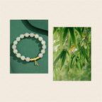 Fortune Jewel 925 Sterling Silver Hetian White Jade Bamboo Luck Bracelet