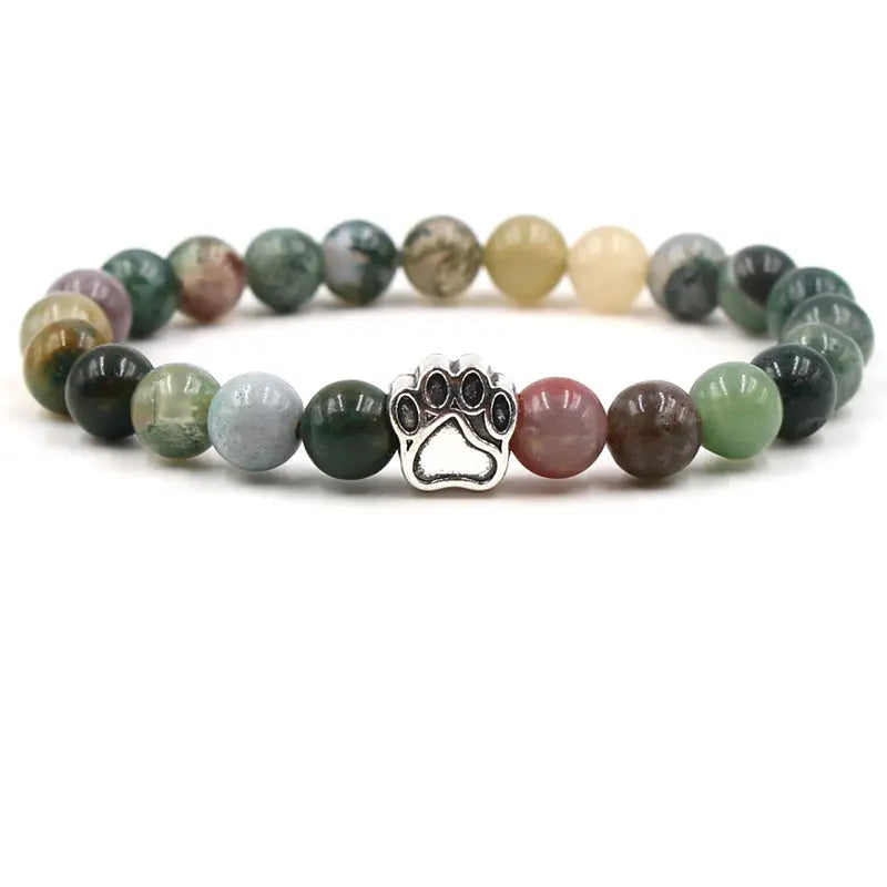 Indian Agate Green Agate Dog Paw Positive Calm Bracelet Fortune Jewel