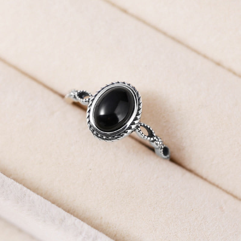 Fortune Jewel 925 Sterling Silver Black Onyx Fortune Ring
