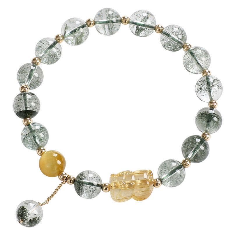 Fortune Jewel Green Phantom Citrine PiXiu Confidence Bracelet