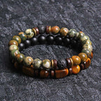 Fortune Jewel 2PCS Healing Crystal Emperor Stone Tiger Eye Bead Bracelet