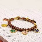 Fortune Jewel Tibetan Five God Of Wealth Thangka Luck Braid String Bracelet